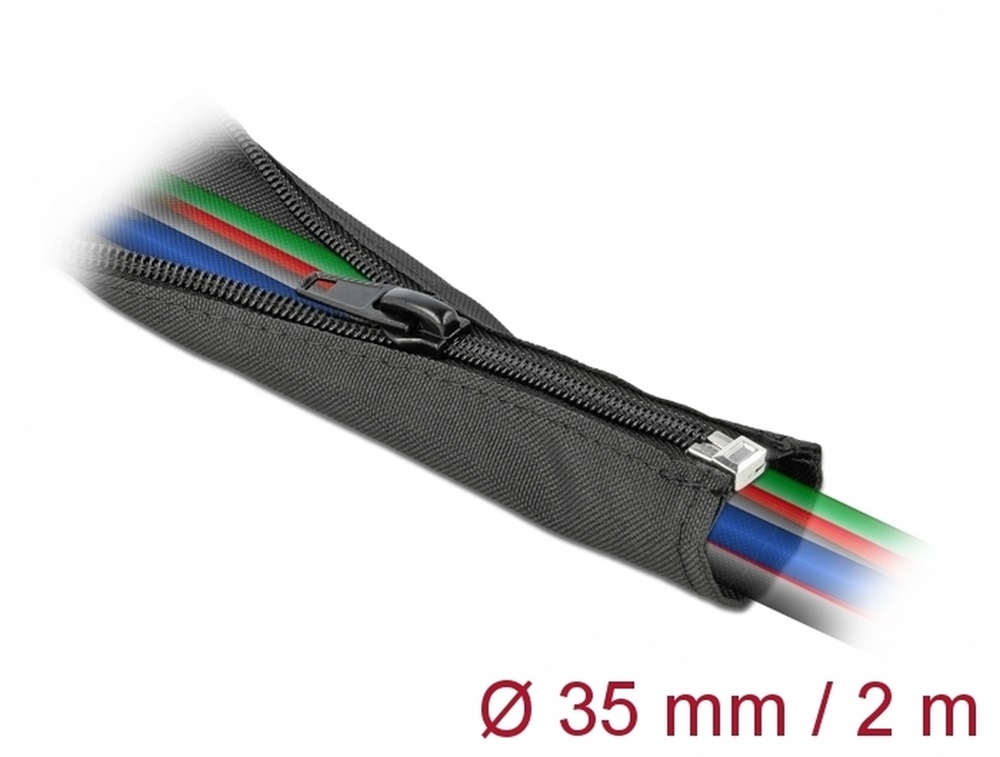 Delock 19220 Szőtt önzáródó karmantyú 2 m x 35 mm-es fekete