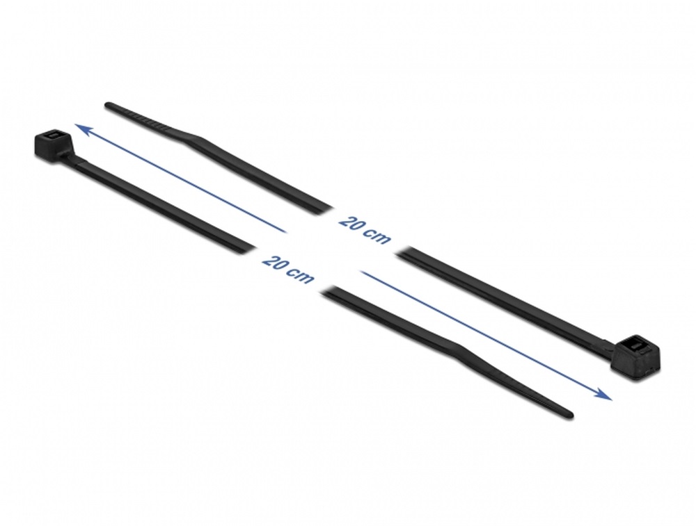 Delock 19353 Kábelkötöző ellenáll a forró hőmérsékletnek hossza 200 x szélessége 3,6 mm, 100 db. Fekete