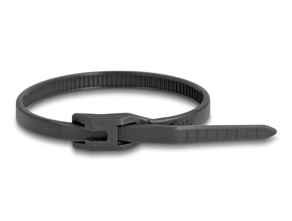 Delock 19465 Kábelkötegelő lapos fejrésszel hossza 110 mm szélessége 2,5 mm, 100 db. Fekete