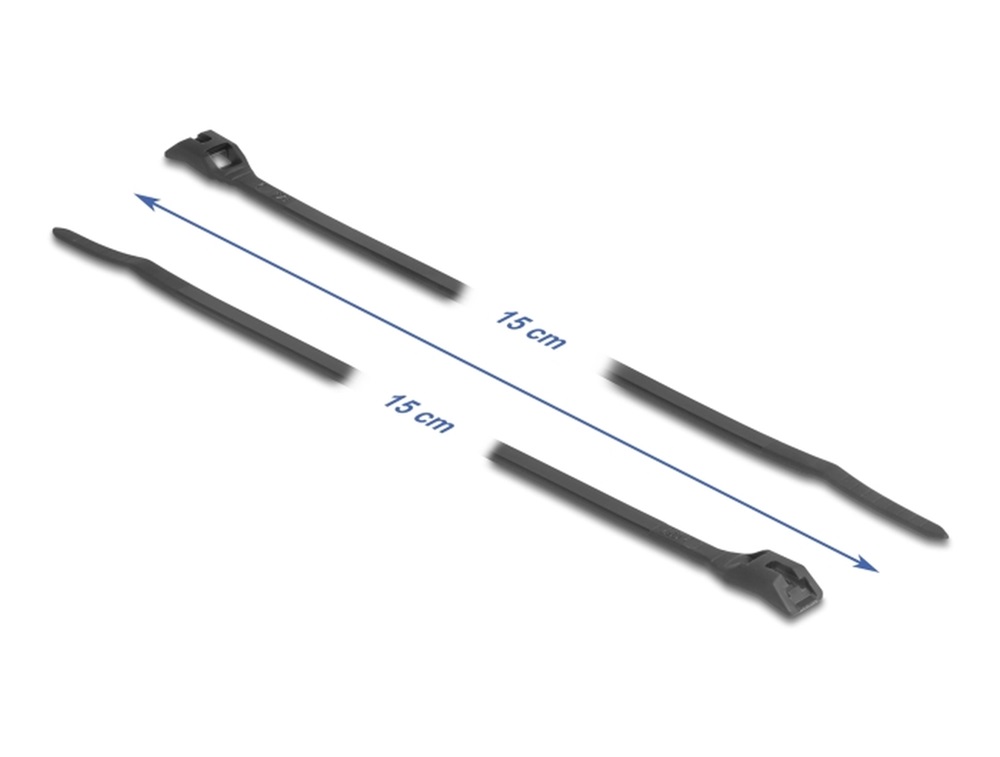 Delock 19467 Kábelkötegelő lapos fejrésszel hossza 150 mm szélessége 3,6 mm, 100 db. Fekete