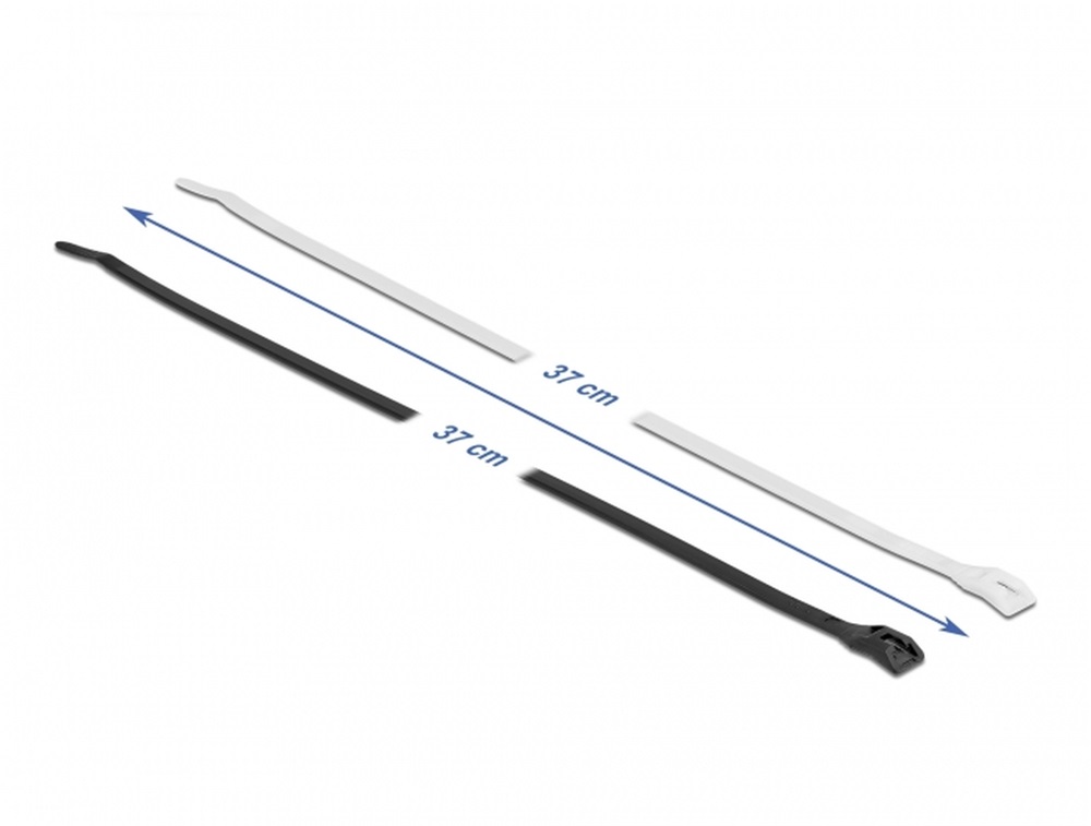 Delock 19491 Kábelkötegelő lapos fejrésszel hossza 370 mm szélessége 4,6 mm, 100 db.