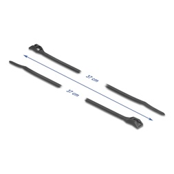 Delock 19503 Kábelkötegelő lapos fejrésszel hossza 370 mm szélessége 7,6 mm, 100 db. Fekete