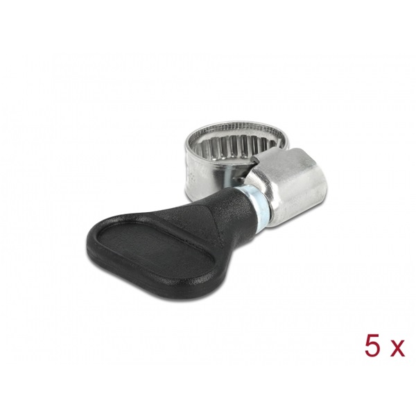 Delock 19510 400 SS 8-12mm pillangó fogantyús rozsdamentes acél 5db-os fekete tömlőbilincs