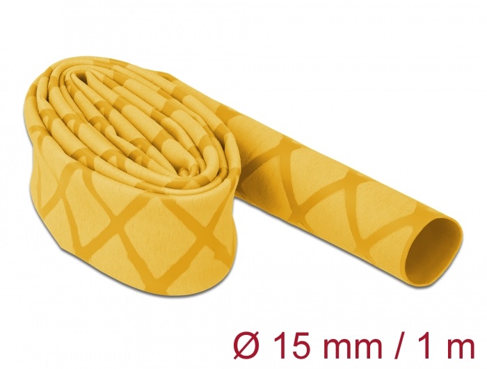 Delock 19592 1mx15mm csúszásmentes X-mintás sárga zsugorcső