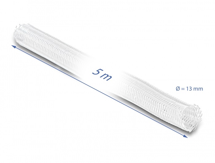 Delock 20808 5mx13mm fehér önzáródó fonott kábelharisnya
