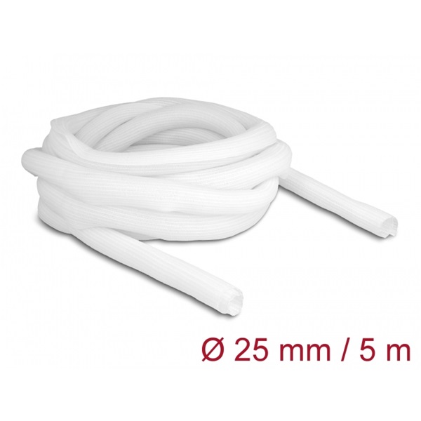 Delock 20811 5mx25mm fehér önzáródó fonott kábelharisnya