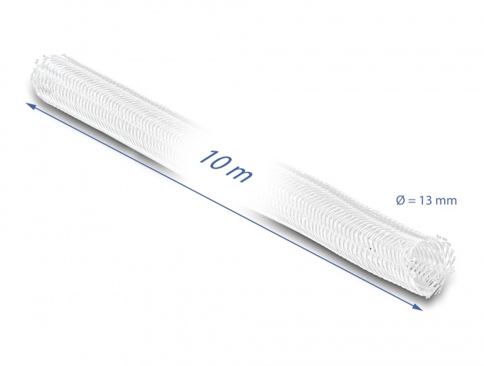Delock 20813 10mx13mm fehér önzáródó fonott kábelharisnya