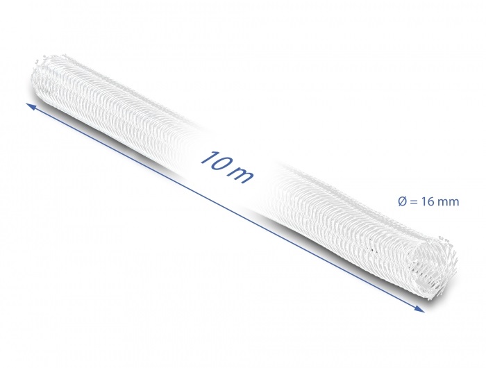 Delock 20814 10mx16mm fehér önzáródó fonott kábelharisnya