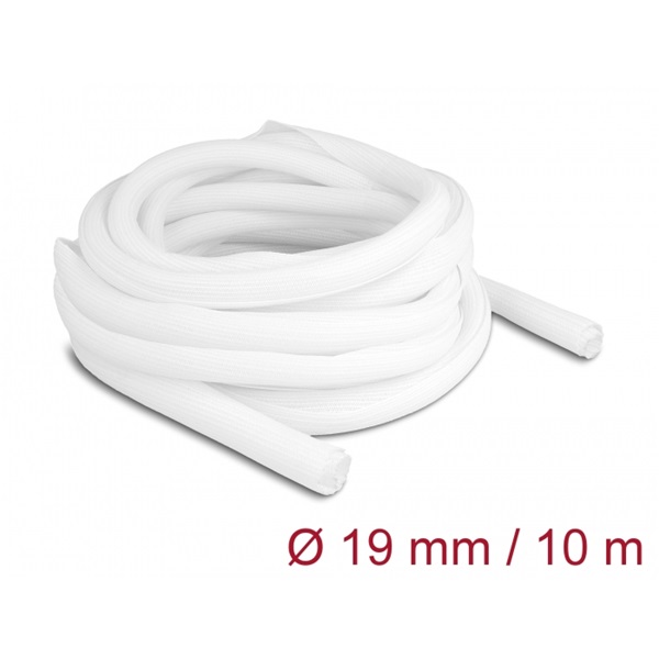 Delock 20815 10mx19mm fehér önzáródó fonott kábelharisnya
