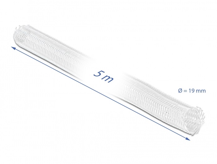 Delock 20817 5mx19mm fehér tépőzáras fonott kábelharisnya