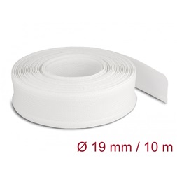 Delock 20819 10mx19mm fehér tépőzáras fonott kábelharisnya