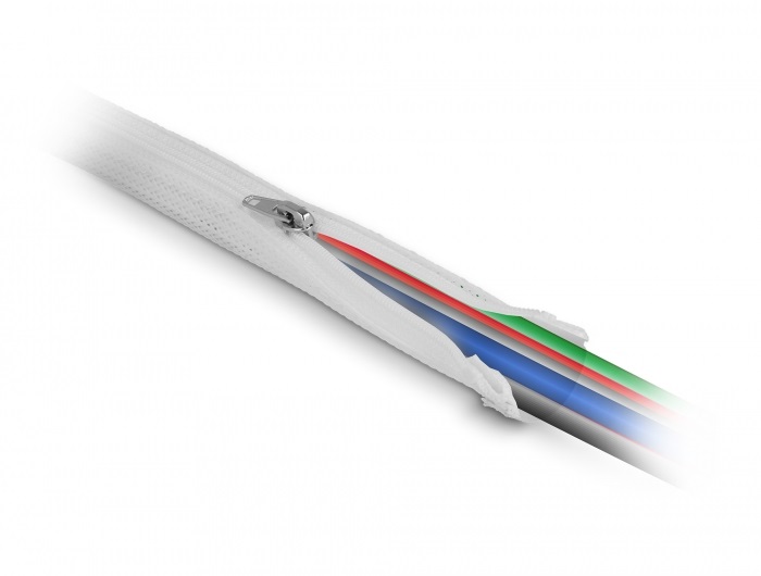 Delock 20823 1mx50mm fehér hőálló zipzáras fonott kábelharisnya