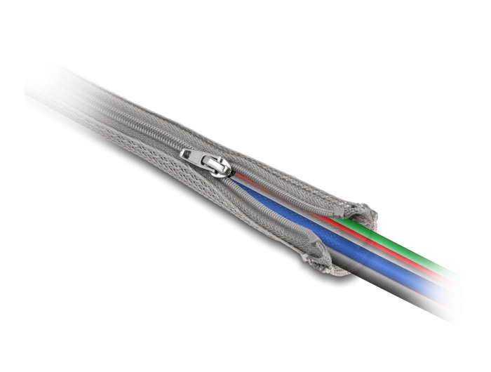 Delock 20824 1mx20mm szürke hőálló zipzáras fonott kábelharisnya