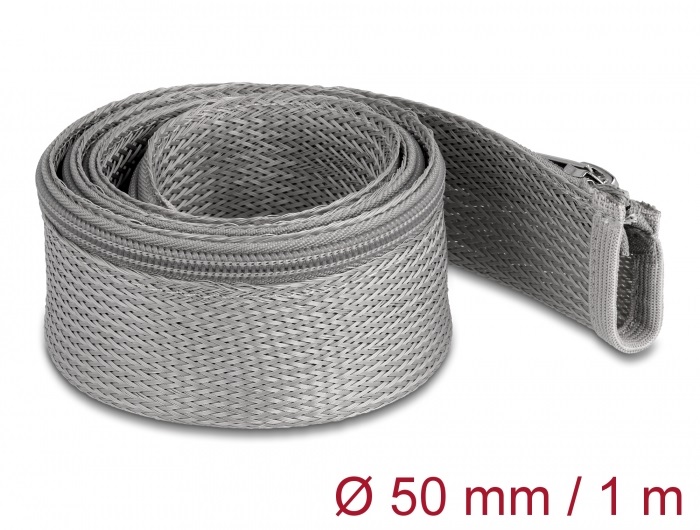 Delock 20826 1mx50mm szürke hőálló zipzáras fonott kábelharisnya
