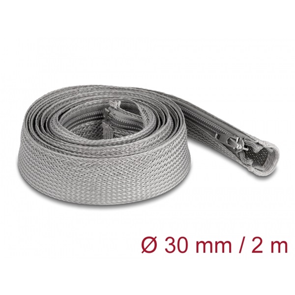 Delock 20831 2mx30mm szürke hőálló zipzáras fonott kábelharisnya