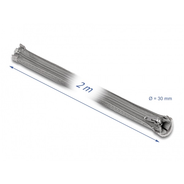 Delock 20831 2mx30mm szürke hőálló zipzáras fonott kábelharisnya