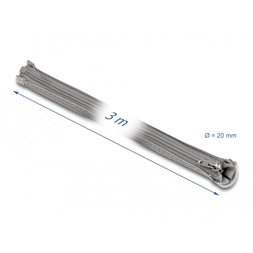 Delock 20836 3mx20mm szürke hőálló zipzáras fonott kábelharisnya
