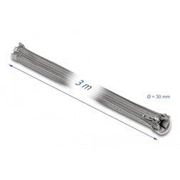Delock 20837 3mx30mm szürke hőálló zipzáras fonott kábelharisnya