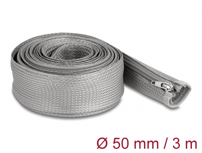 Delock 20838 3mx50mm szürke hőálló zipzáras fonott kábelharisnya