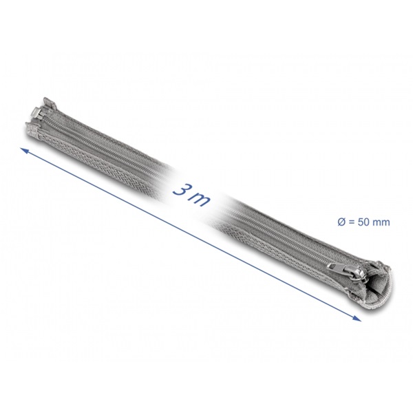 Delock 20838 3mx50mm szürke hőálló zipzáras fonott kábelharisnya