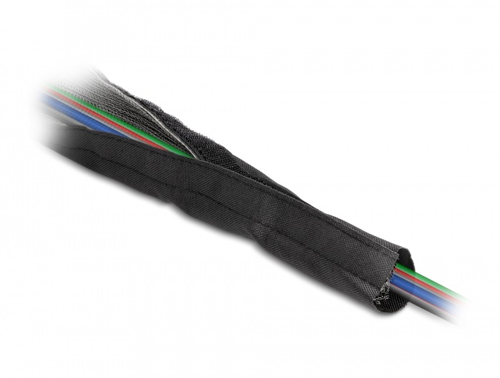 Delock 20840 hőálló EMI Shielding 1mx16mm fekete tépőzáras fonott kábelharisnya