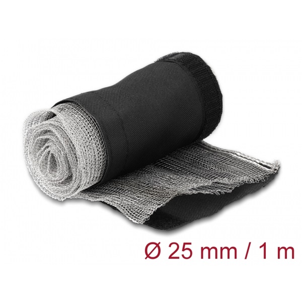 Delock 20842 hőálló EMI Shielding 1mx25mm fekete tépőzáras fonott kábelharisnya