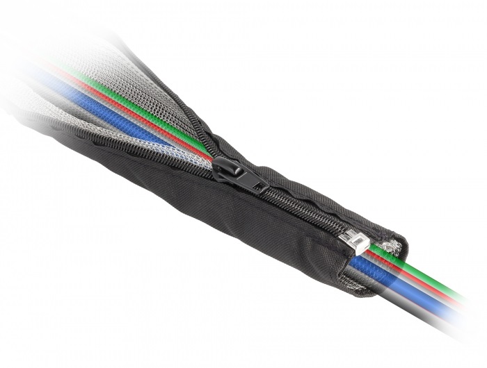 Delock 20846 hőálló EMI Shielding 1mx20mm fekete zipzáras fonott kábelharisnya