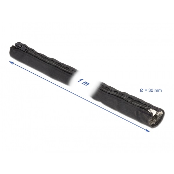 Delock 20848 hőálló EMI Shielding 1mx30mm fekete zipzáras fonott kábelharisnya