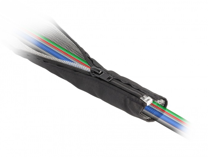 Delock 20848 hőálló EMI Shielding 1mx30mm fekete zipzáras fonott kábelharisnya