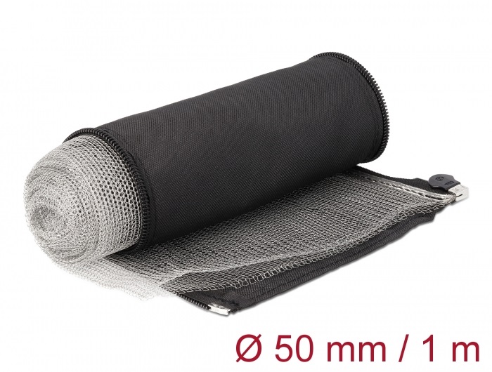 Delock 20849 hőálló EMI Shielding 1mx50mm fekete zipzáras fonott kábelharisnya