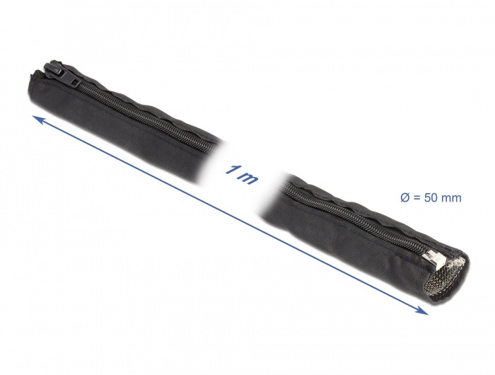 Delock 20849 hőálló EMI Shielding 1mx50mm fekete zipzáras fonott kábelharisnya