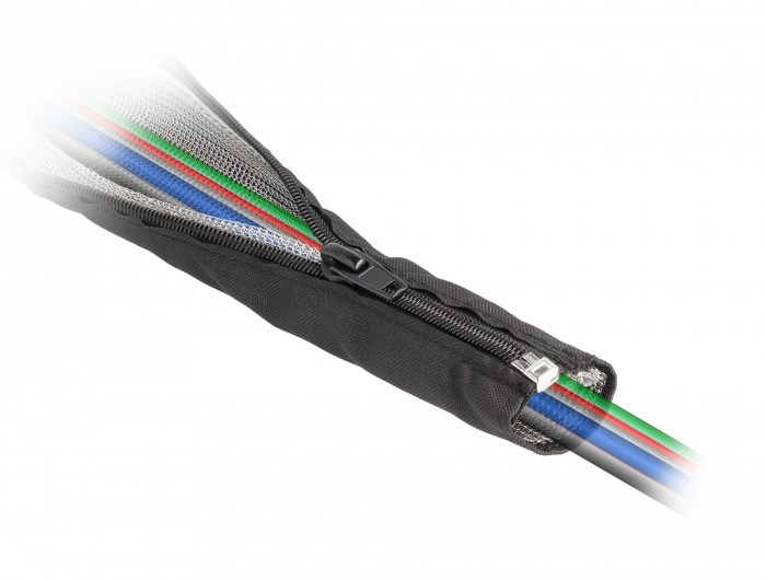 Delock 20849 hőálló EMI Shielding 1mx50mm fekete zipzáras fonott kábelharisnya