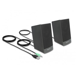 Delock 27001 USB sztereo 2.0 hangfal 3,5 mm-es sztereo jack apával es USB táppal
