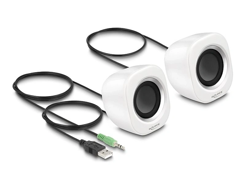 Delock 27008 Mini 3,5 mm jack/USB fehér 2.0 hangszóró pár