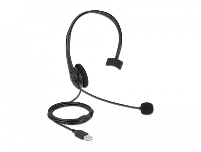 Delock 27177 ultrakönnyű USB fekete mono headset