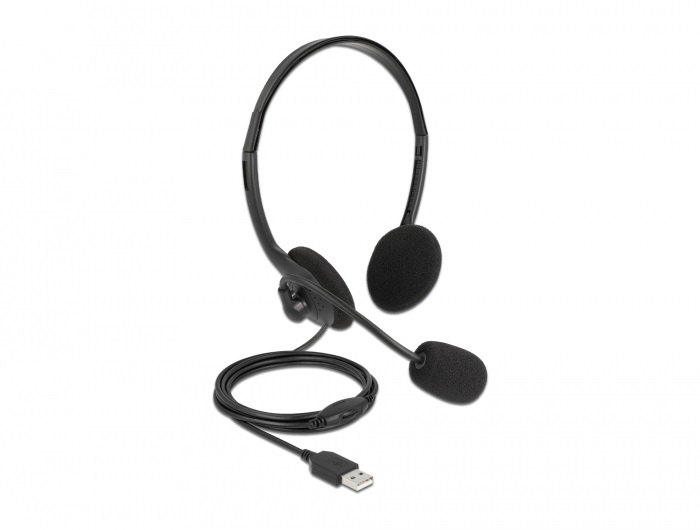 Delock 27178 Ultrakönnyu USB sztereó fejhallgató hangero szabályozóval