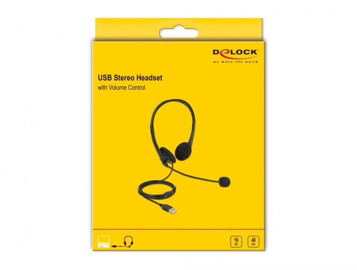Delock 27179 USB sztereó fejhallgató hangero szabályozóval