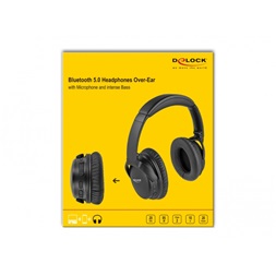 Delock 27181 Bluetooth 5.0 fejhallgató összehajtható, beépített mikrofonnal és intenzív Basszussal