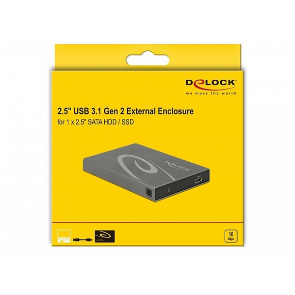 Delock 42587 2.5  Külso merevlemezház SATA HDD / SSD > USB 3.1 Gen 2