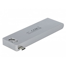 Delock 64078 3 portos elosztó és 2 bemenetes kártyaolvasó MacBook-hoz 3.0 PD-vel és mozgatható (behúzható)