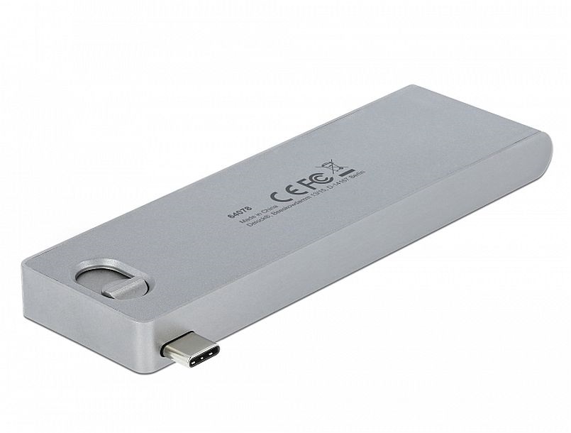 Delock 64078 3 portos elosztó és 2 bemenetes kártyaolvasó MacBook-hoz 3.0 PD-vel és mozgatható (behúzható)