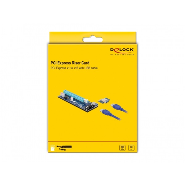 Delock 41430 60cm USB-kábellel x1-x16 PCI Express Riser kártya