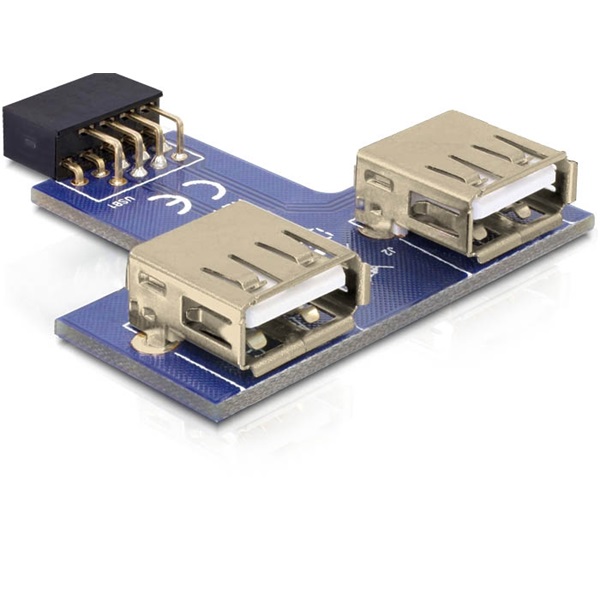 Delock 41824 USB 9tűs 2,54mm anya > 2xUSB 2.0 anya header adapter