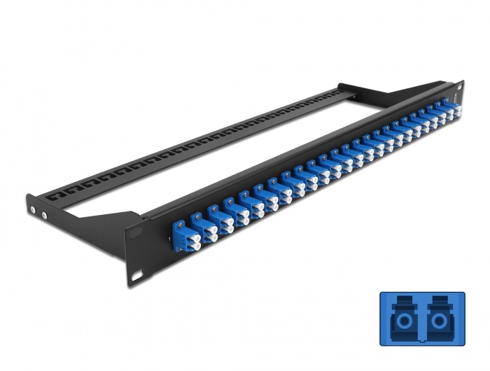 Delock 43386 19" LC Duplex kék 24 portos száloptikás patch panel