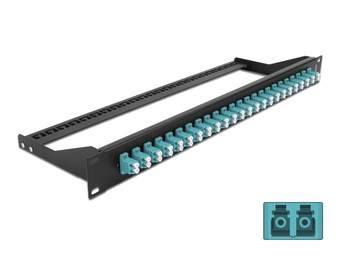 Delock 43389 19" LC Duplex vízkék 24 portos száloptikás patch panel