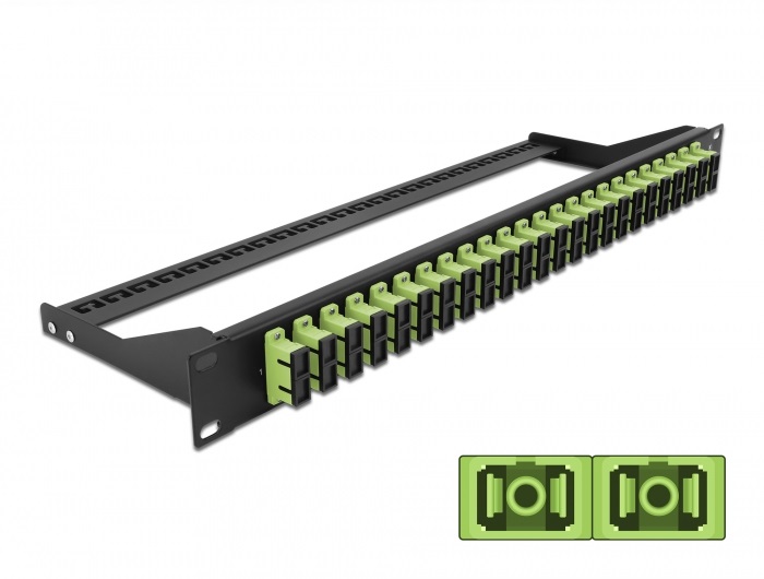 Delock 43397 19" SC Duplex citromzöld 24 portos száloptikás patch panel
