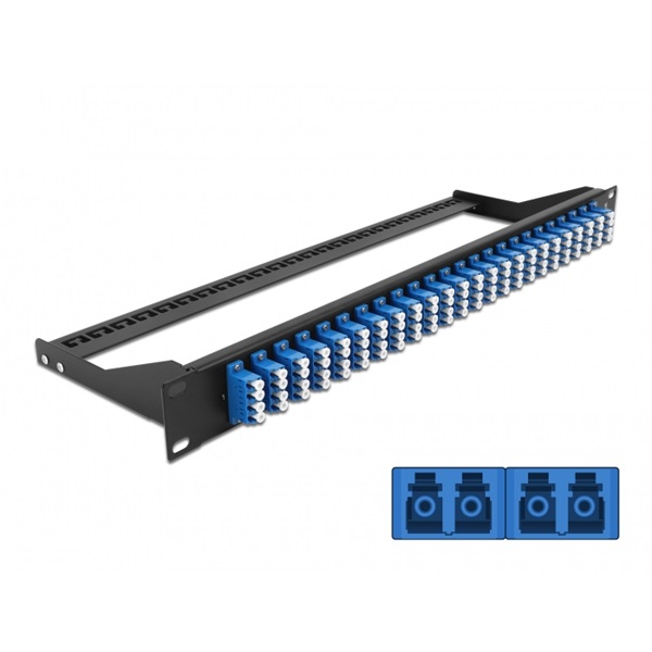 Delock 43398 19" LC Quad kék 24 portos száloptikás patch panel