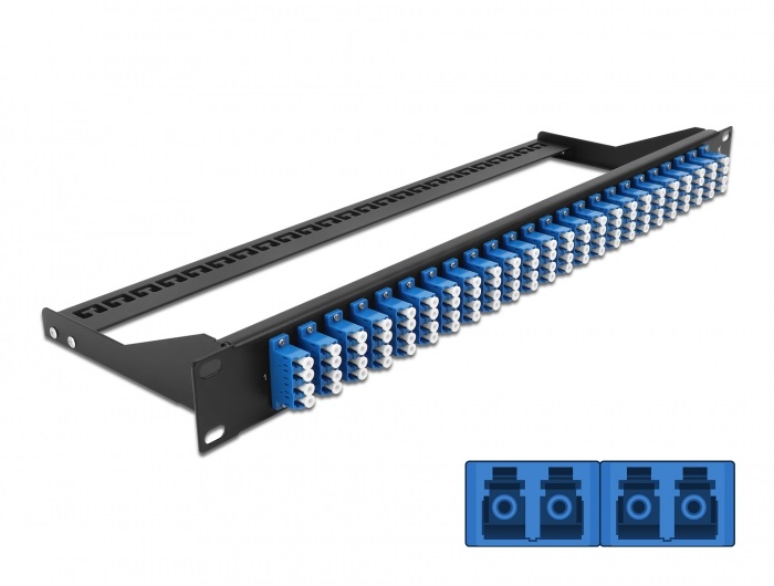 Delock 43398 19" LC Quad kék 24 portos száloptikás patch panel