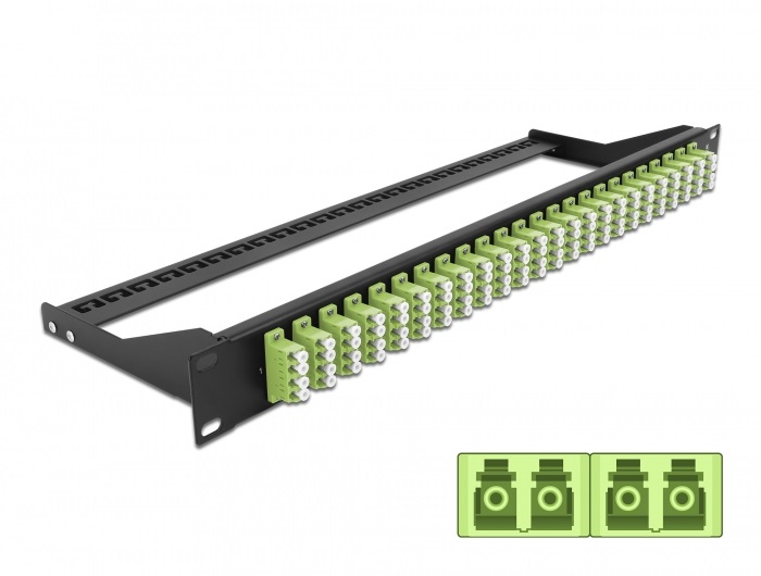 Delock 43404 19" LC Quad citromzöld 24 portos száloptikás patch panel
