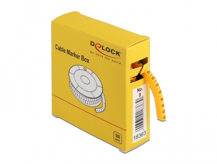 Delock 18363 500 db. sárga kábeljelző doboz No. 9